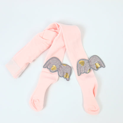 Ciorapi bebeluși 0-6 luni cu aripioare strălucitoare, din bumbac organic, Roz