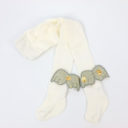 Ciorapi bebeluși 0-6 luni cu aripioare strălucitoare, din bumbac organic, Alb