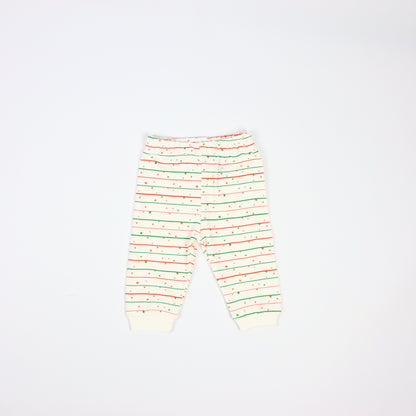 Compleu Pijama 3 piese pentru bebelusi cu imprimeu de Craciun, din bumbac organic, alb