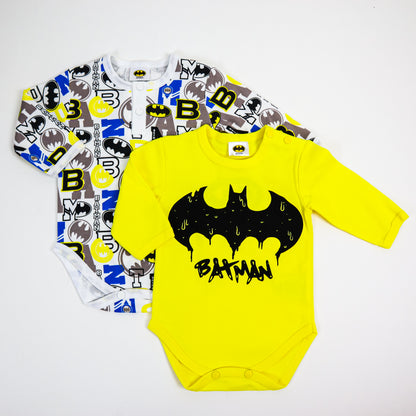 Set 2 Body Batman Disney, pentru bebelusi, galben/negru/albastru din bumbac