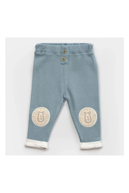 Pantaloni bebe, Brave Lion, din bumbac organic, Biorganic, Albastru Marin
