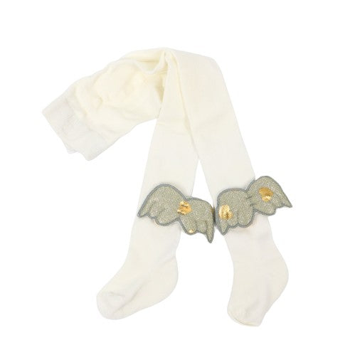 Ciorapi bebeluși 0-6 luni cu aripioare strălucitoare, din bumbac organic, Alb