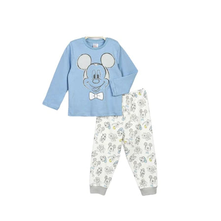 Pijama Mickey Mouse, pentru copii, din bumbac, Bleu